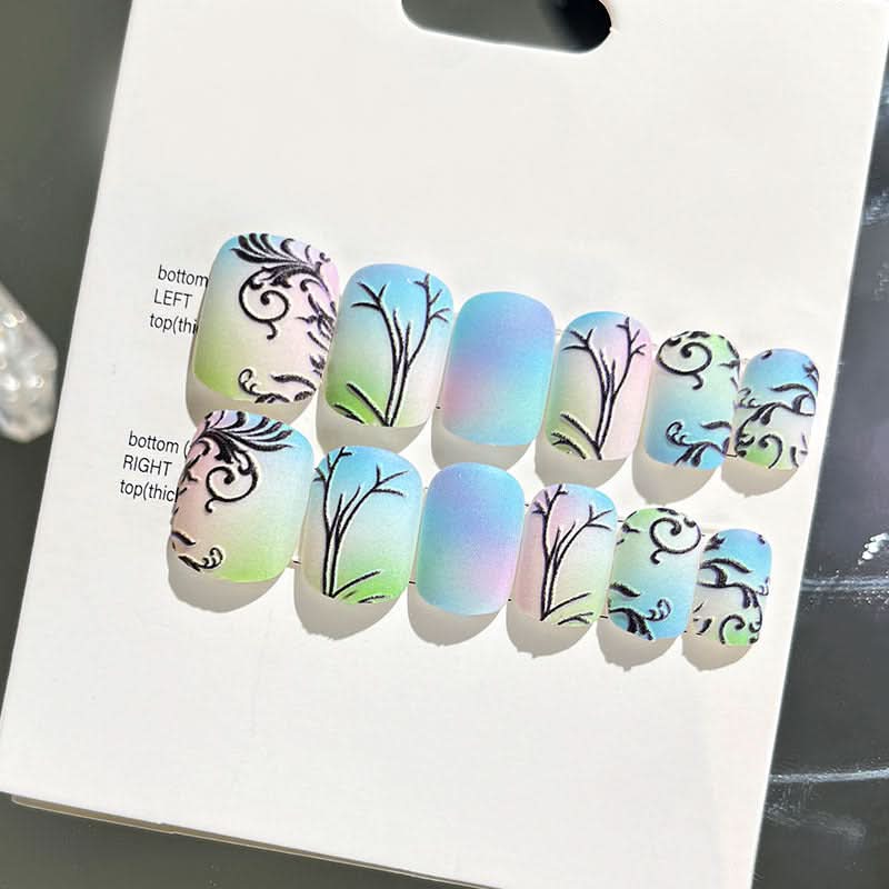 Wearable Embossed Short Bride Nail Art – Finished 3D False Nail Stickers