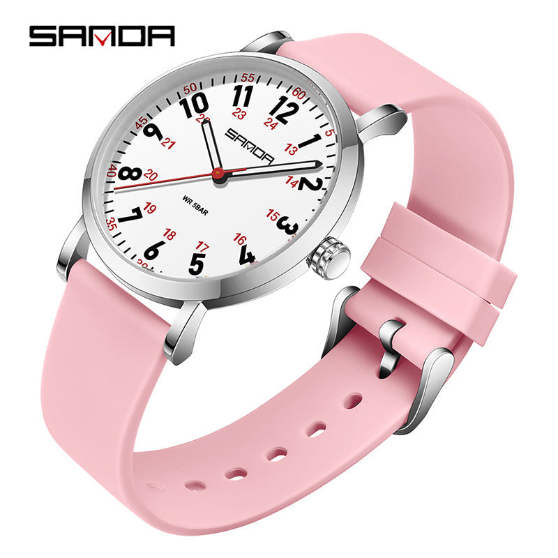 Sanda Women’s Luxury Quartz Watch – Elegant Waterproof Silicone Strap Fashion Watch