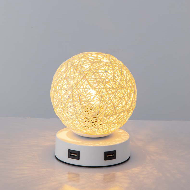Modern Rattan USB Table Lamp with Touch Dimming – Romantic Night Light