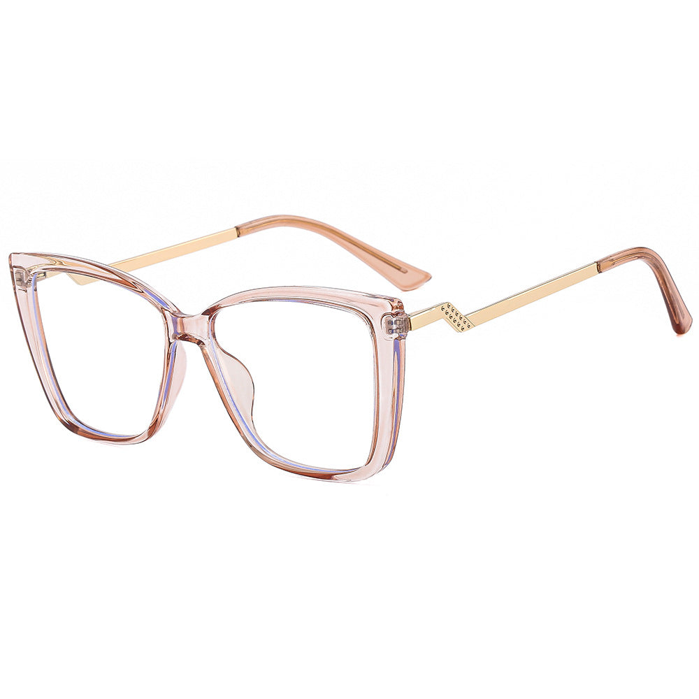 Retro Cat-Eye Anti-Blue Light Glasses – Colorblock Square Frame Eyewear