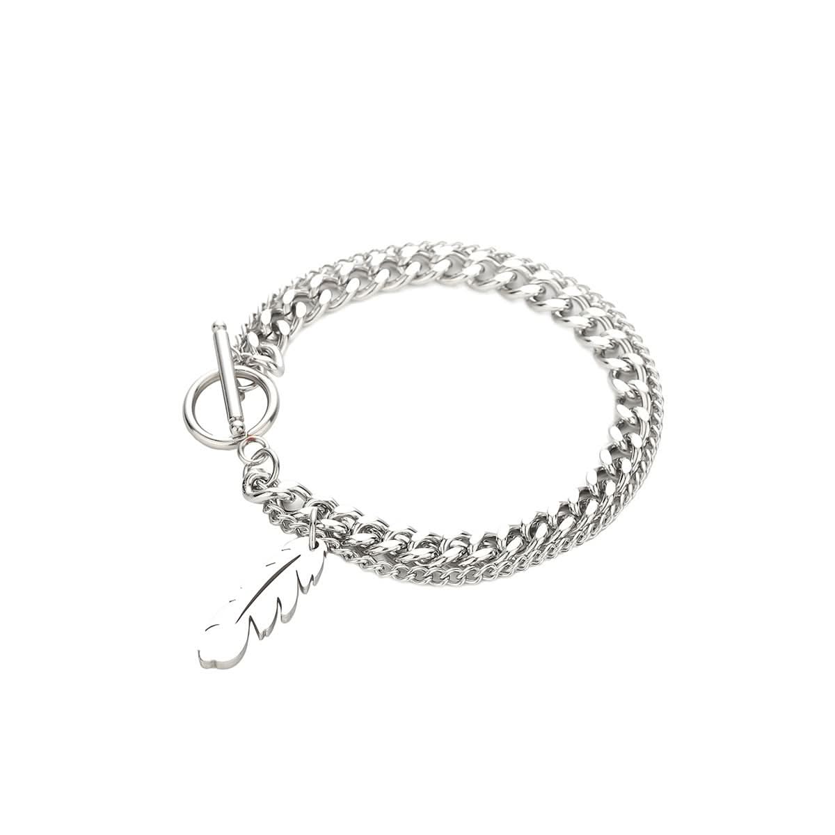 Men’s Trendy Double-Layer Feather Jewelry – Cuban Chain