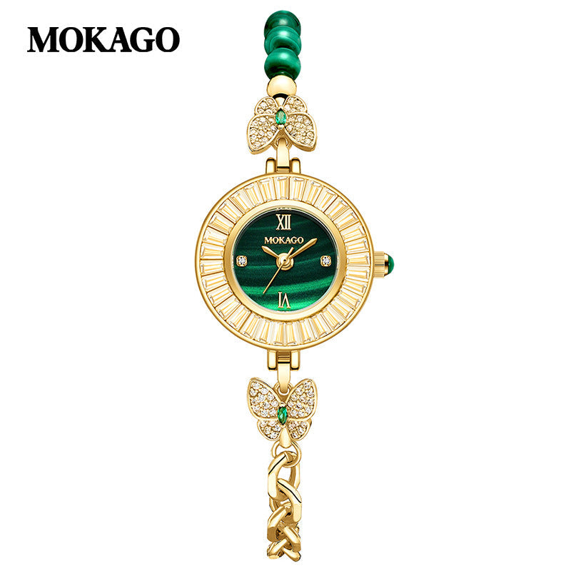 MOKAGO Women’s Quartz Watch – Butterfly Dial, Diamond Accent, Waterproof Bracelet