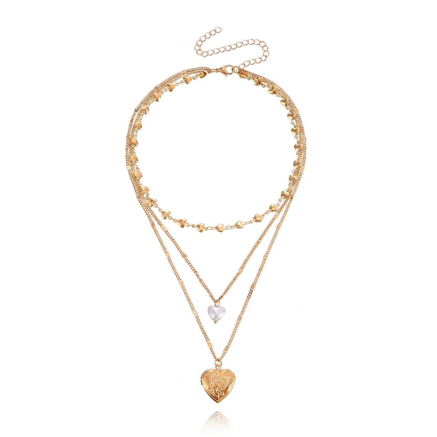 Multi-Layer Heart Pendant Necklace for Women – Gold Alloy Clavicle Jewelry