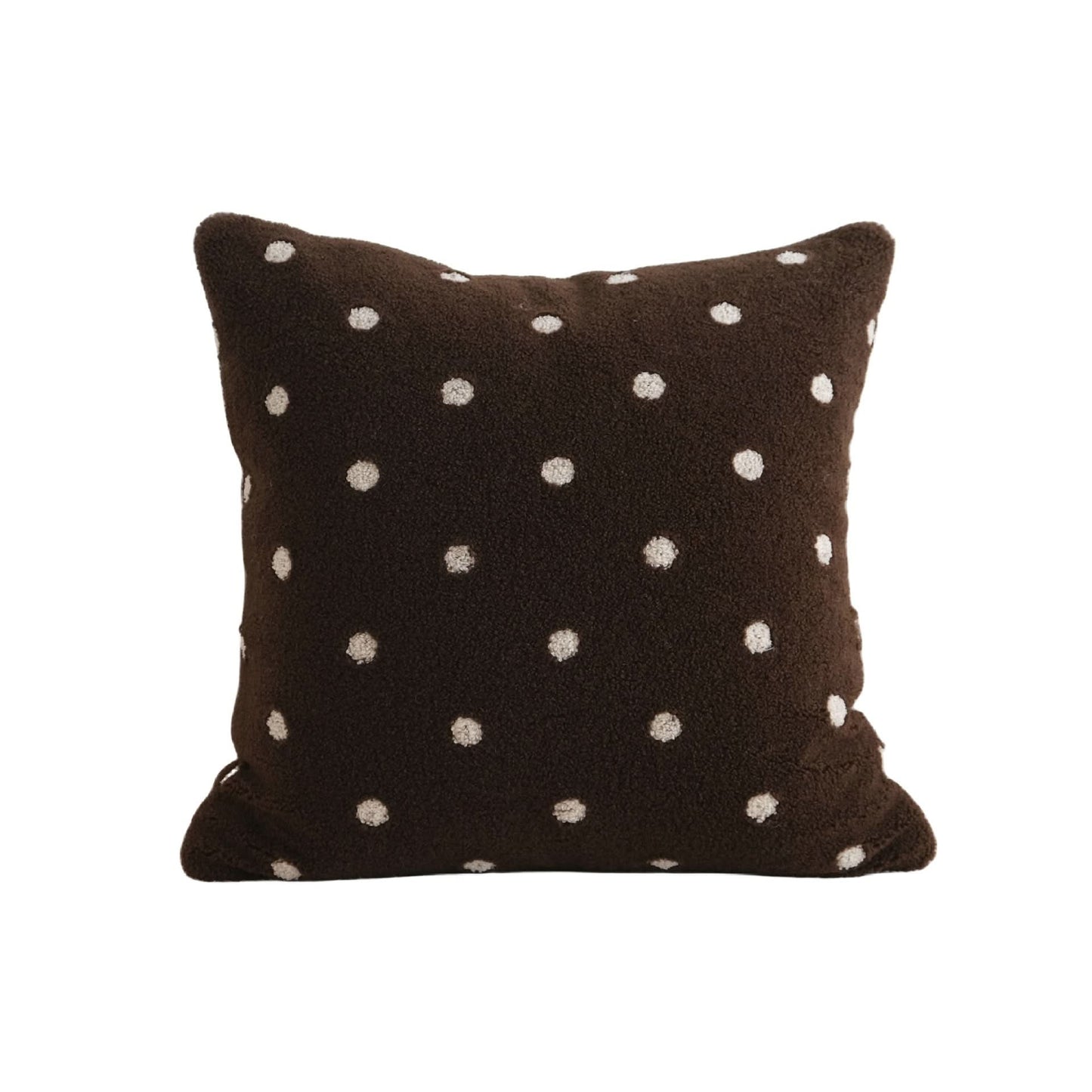 Contrast Color Polka Dot Milk Coffee Embroidery Pillow  Fleece Decorative Cushion