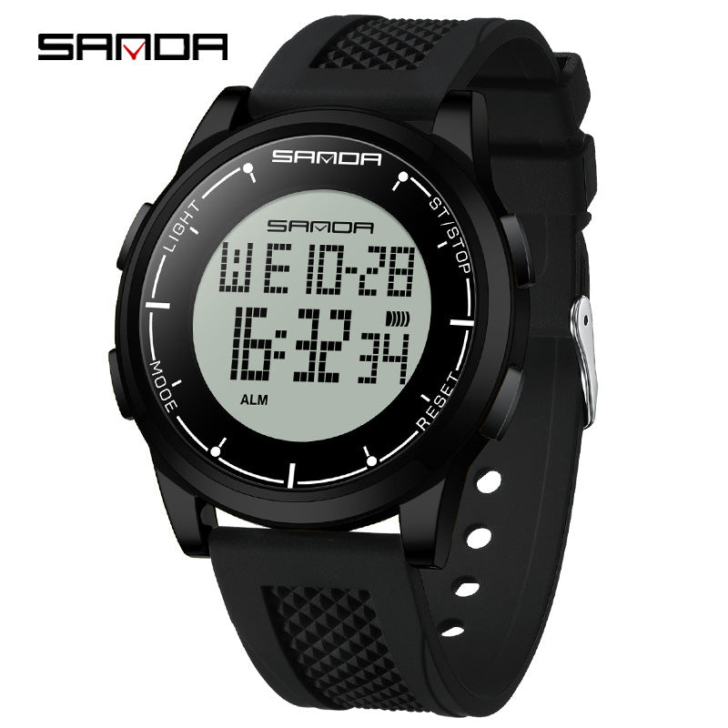 Sanda Large Screen Digital Watch – Waterproof Luminous Student Electronic Watch