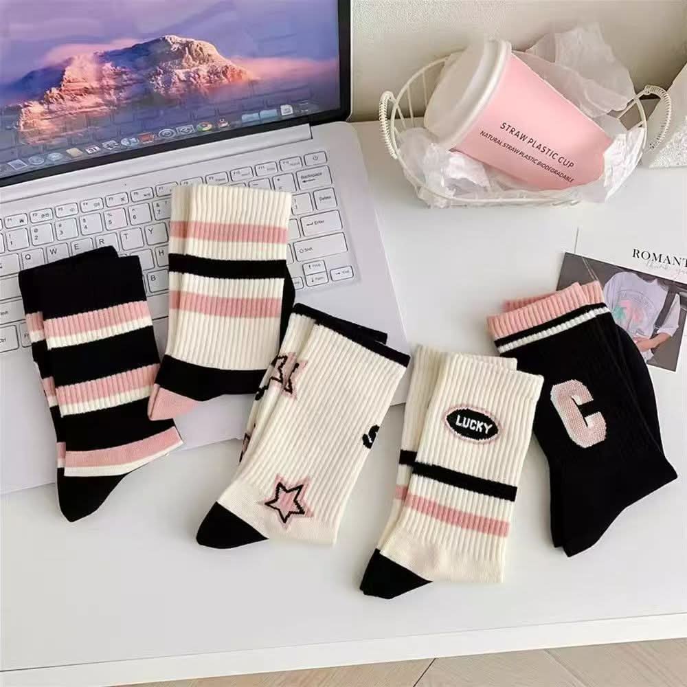 Pack of 5 Women's Mid-Tube Sports Socks
