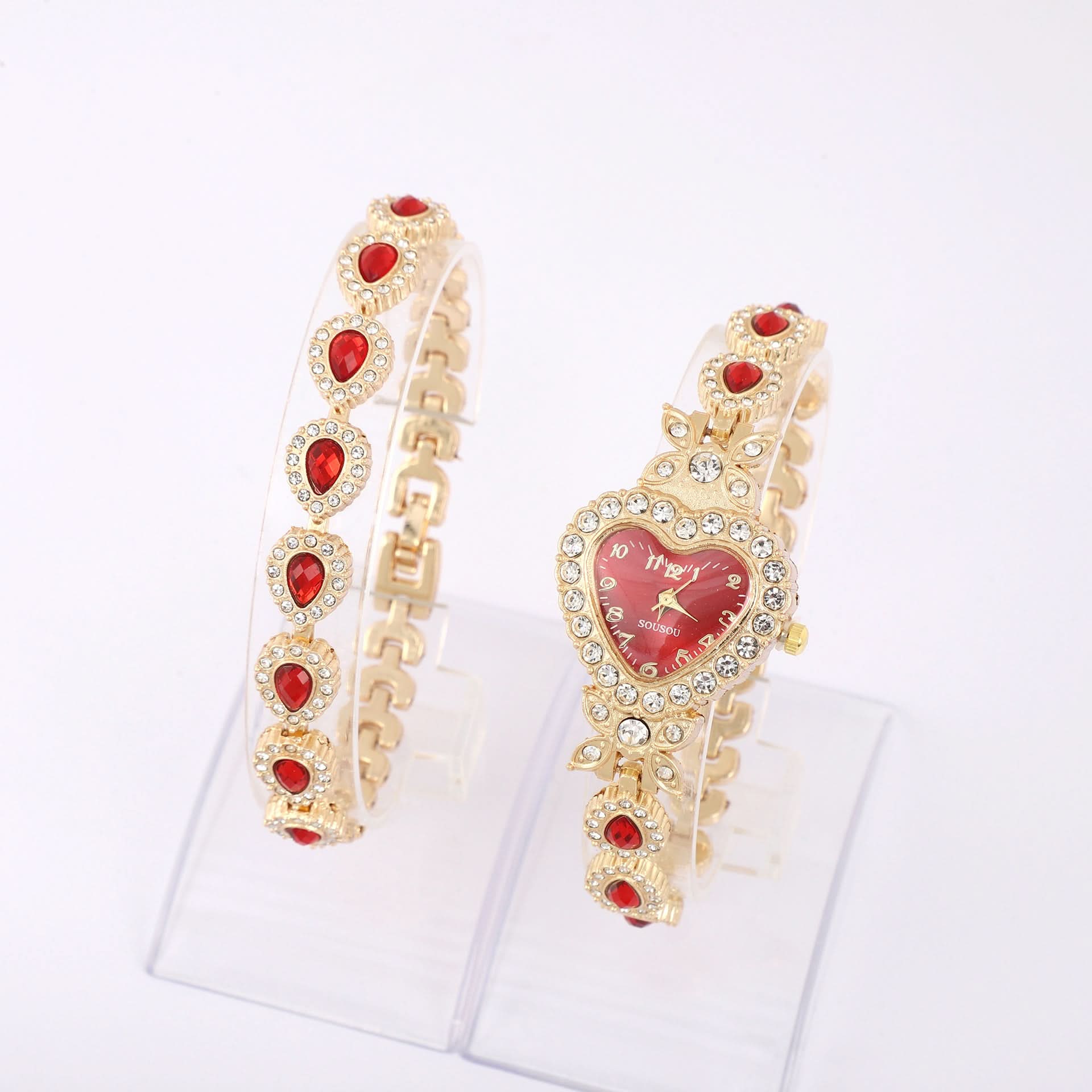 Luxury Heart-Shaped Diamond Bracelet Watch for Women