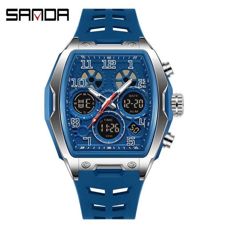 SANDA Men’s Digital Sports Watch – Waterproof Multifunction Alarm Watch with Dual Time