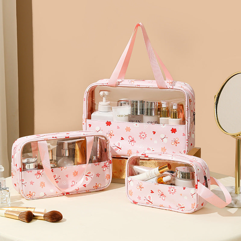 Transparent Cosmetic Bag Set – Waterproof PVC Toiletry Organizer | Pack of 3