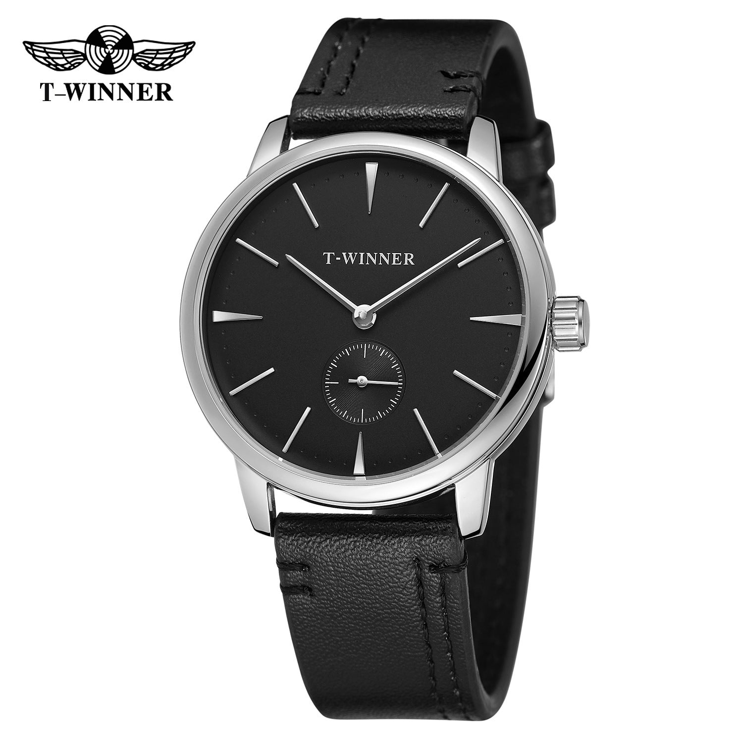 T-WINNER Waterproof Mechanical Watch for Men – Leather Strap Automatic Timepiece
