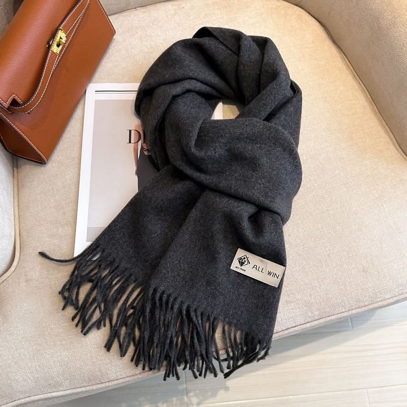 Solid Color Wool Blend Scarf for Women