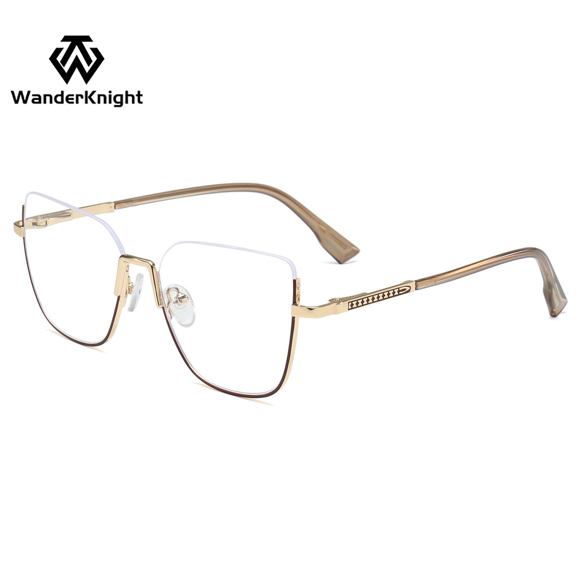 Rectangular Blue Light Glasses for Women – Thin Metal Half-Frame Myopia Eyewear