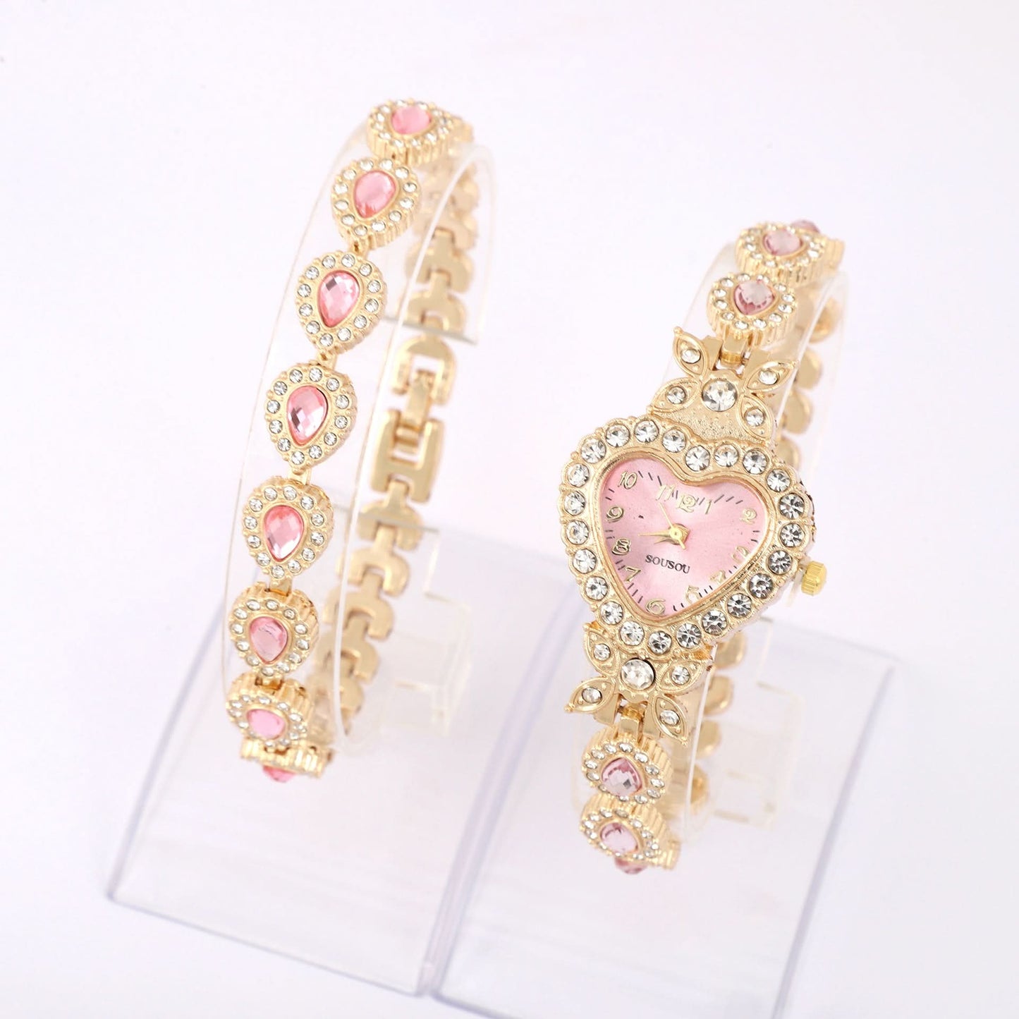 Luxury Heart-Shaped Diamond Bracelet Watch for Women