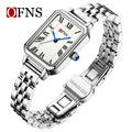 OFNS Women’s Quartz Watch – Waterproof Square Dial with Stainless Steel Strap