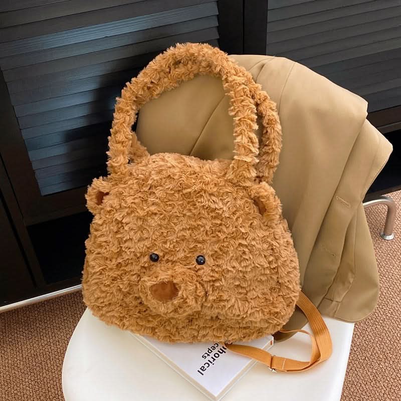 Cute Plush Bear Shoulder Bag – Multi-Function Backpack & Toy Doll Bag