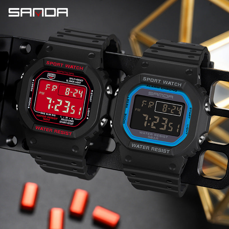 Sanda Square Digital Watch – Waterproof Luminous Outdoor Sports Student Watch