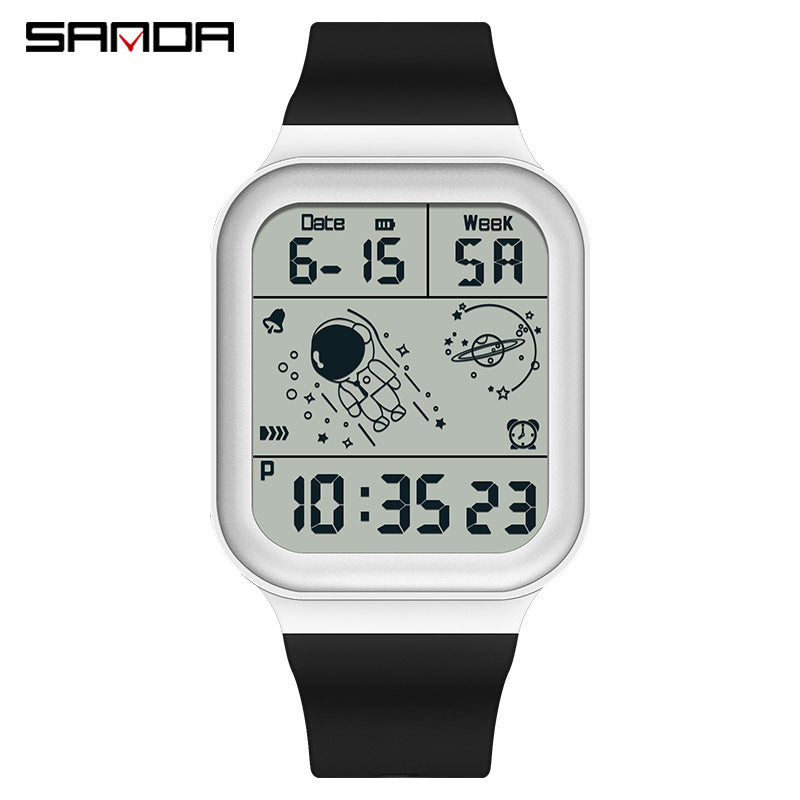 Sanda Digital Watch for Mens – Waterproof Luminous Alarm Student Square Watch