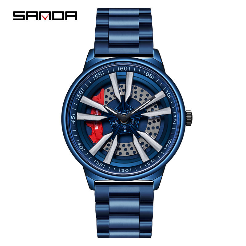 Sanda Men’s Stainless Steel Quartz Watch – Casual Hollow Dial Analog Wristwatch