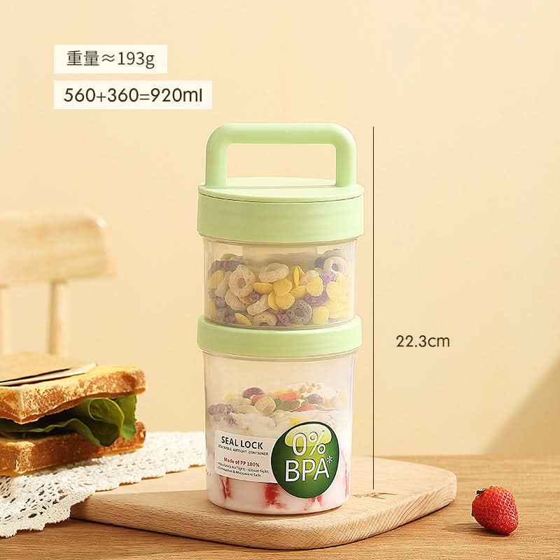 Portable Yogurt & Snack Double-Layer Oatmeal & Salad Cup - 920-1120ml