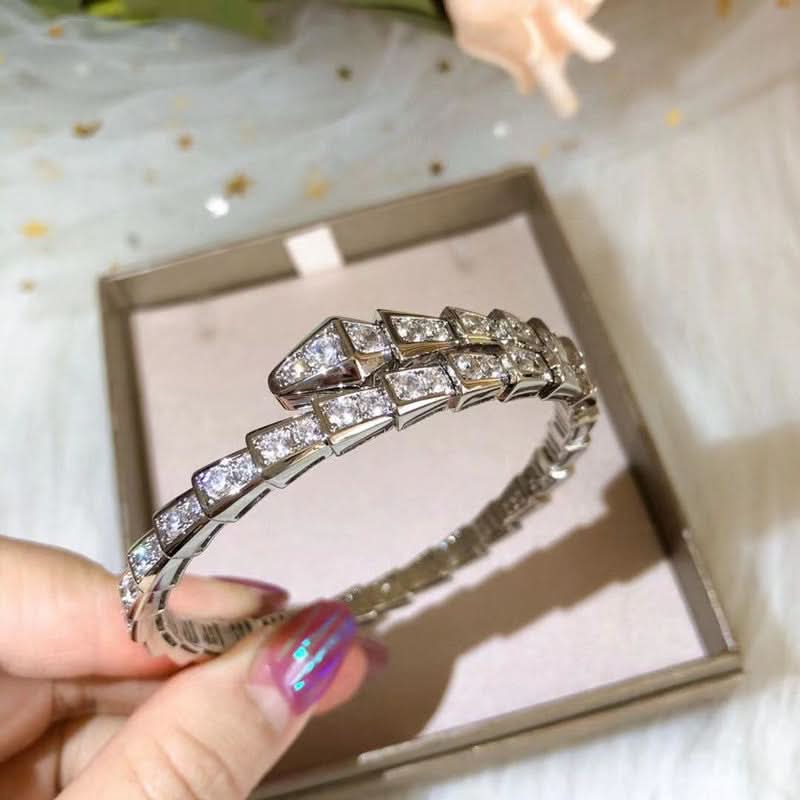 Snake Cuff Bracelet with Full Diamond Accents
