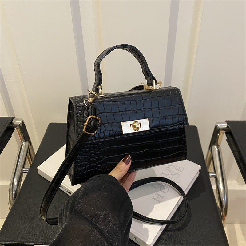 Retro PU Shoulder Handbag for Women – Small Square Lacquer Messenger Bag with Soft Finish