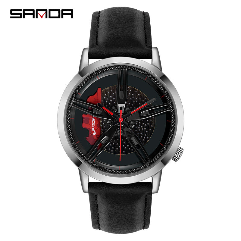 Sanda Casual Men's Quartz Watch – Waterproof Creative Design with Leather Strap