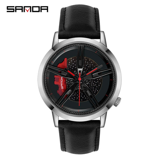 Sanda Casual Men's Quartz Watch – Waterproof Creative Design with Leather Strap