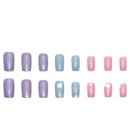 Medium-Length Square Aurora Colorful Summer Nail Art