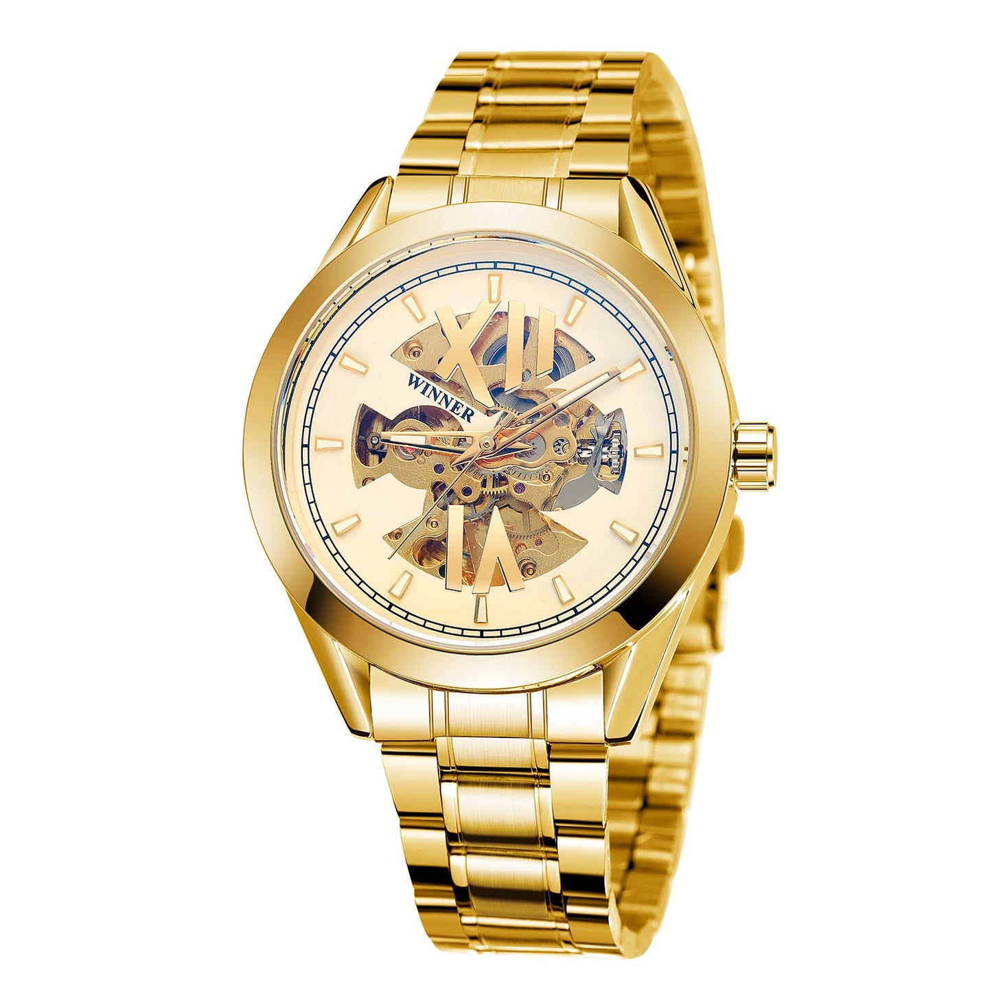 T-Winner Automatic Mechanical Watch for Men – Luminous Display, Stainless Steel Strap