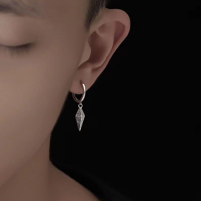 Men’s Retro Textured Cone Pendant Earrings – Hip-Hop Style