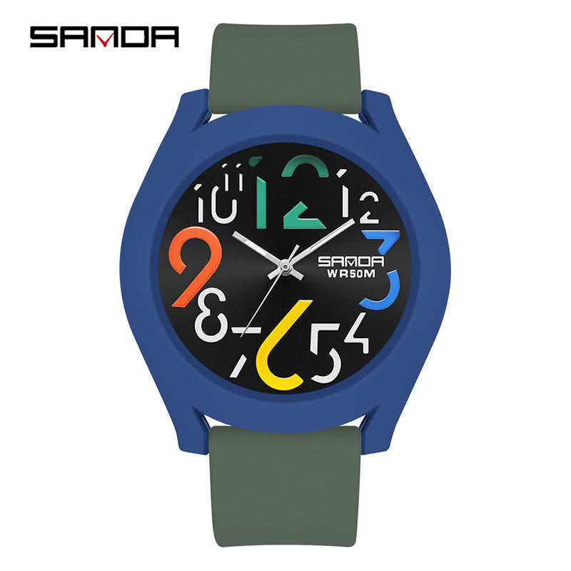 Sanda Digital Quartz Watch – Waterproof Kid's Silicone Strap Watch with Removable Bezel