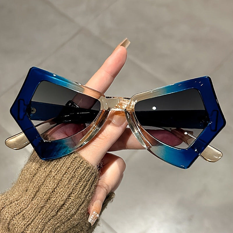 Anti-Blue Light Butterfly Glasses for Women – Oversized Hexagon Flat Frame Eyewear