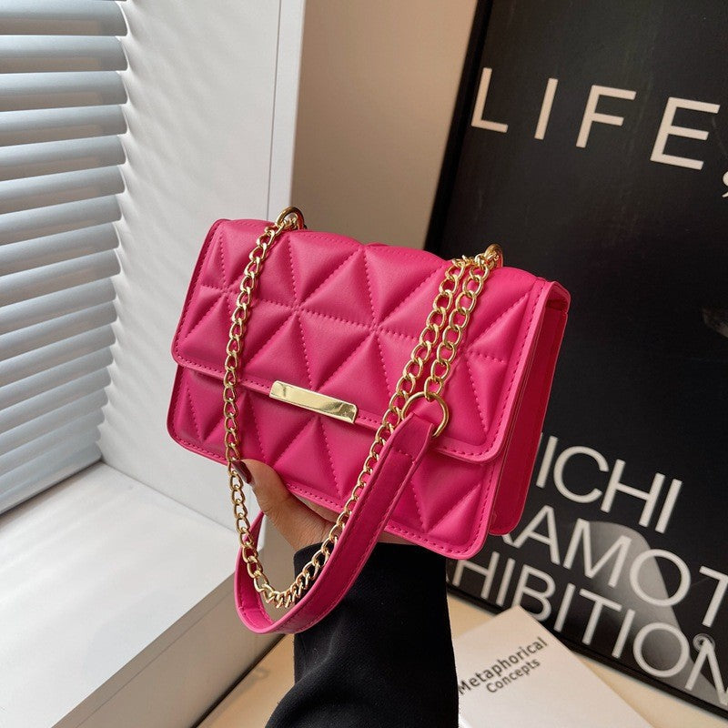 Quilted Chain Shoulder Bag for Women – Trendy Small Square Crossbody