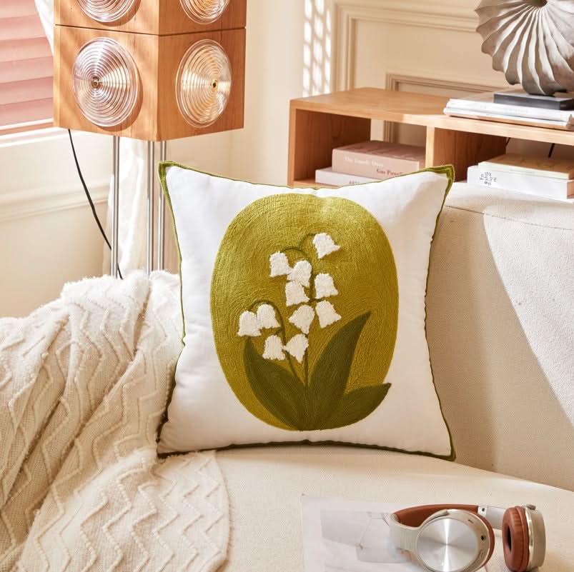 Pastoral Style Embroidered Flower Pillowcase