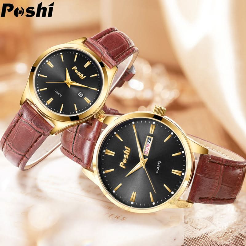Unisex Fashion Dual Calendar Quartz Watches – Luminous Dial, Leather Strap