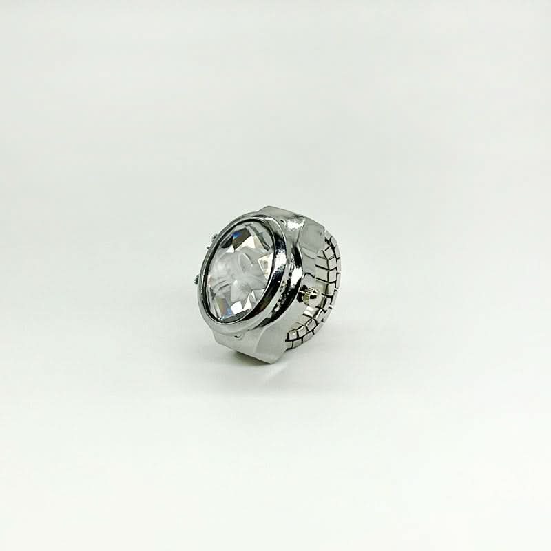 Women's Crystal Cover Ring Watch – Elegant Oval Quartz Finger Watch