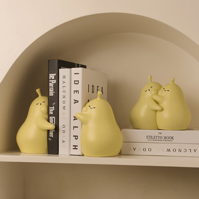 Never Divide Pear Bookends – Ceramic Desk Accessory for Bookshelves