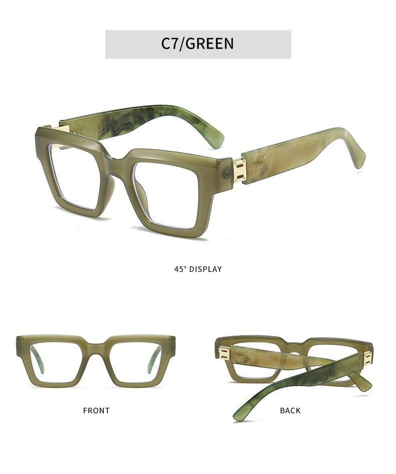 Marble Pattern Square Sunglasses with Blue Light Protection | Oversized Unisex Frame
