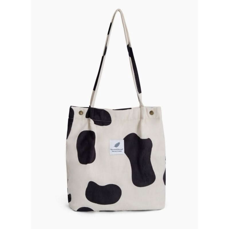 Printed Corduroy Canvas Tote Bag – Trendy, Versatile Design