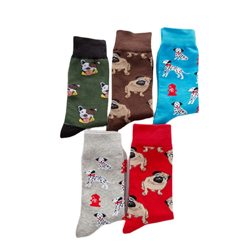Unisex Cotton Mid-Tube Socks – Colorful Animal Print Casual Crew Socks (41–46)