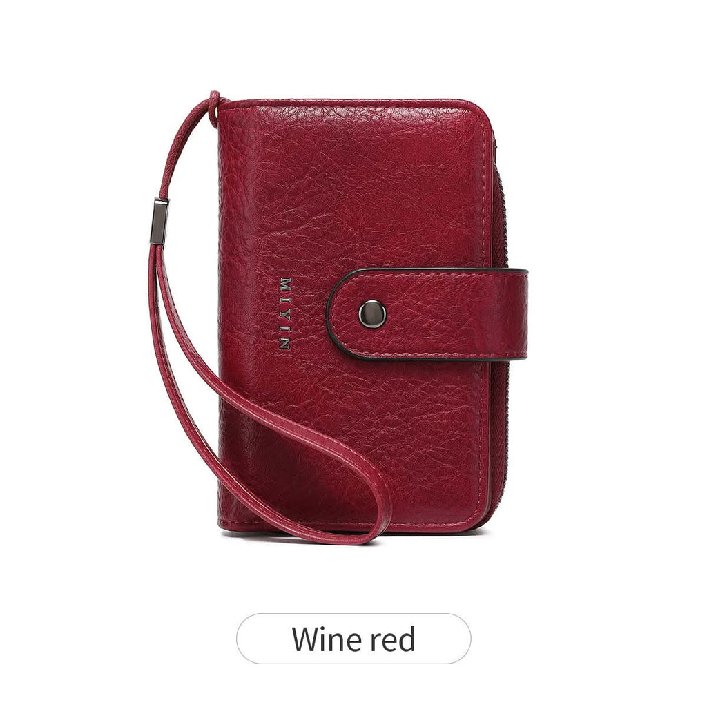 Women's RFID Blocking PU Leather Tri-Fold Wallet – Zipper Coin Purse