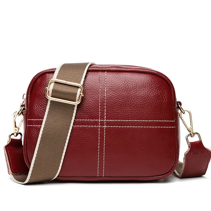 Women's Stylish Small Leather Messenger Bag – With Zipper Closure