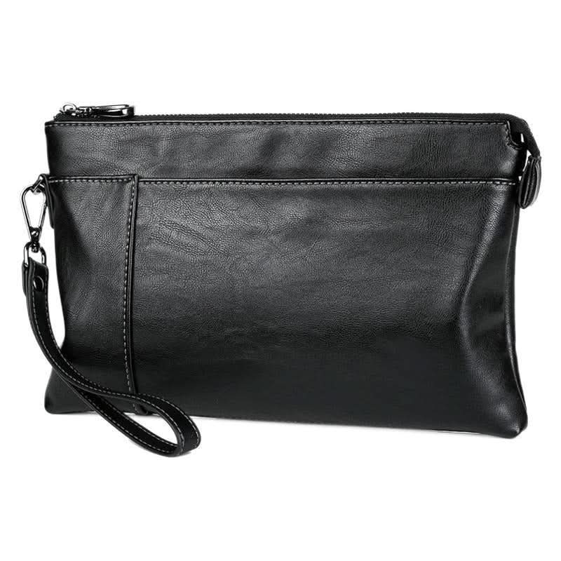 Men's Classic PU Leather Clutch Bag – Mobile Phone Bag with Zipper Closure