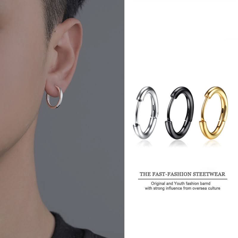 Men’s Hip-hop Style Hoop Earrings - Minimalist Clip-On Ear Cuffs