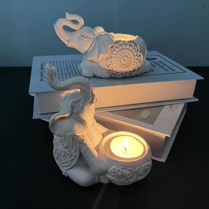 Animal Elephant Resin Candlestick - Elegant Table Decor