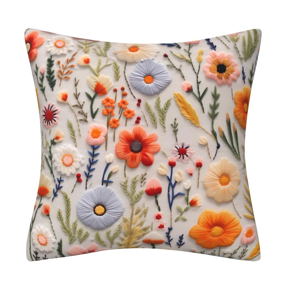 3D Imitation Embroidery Flower Pillow Cover