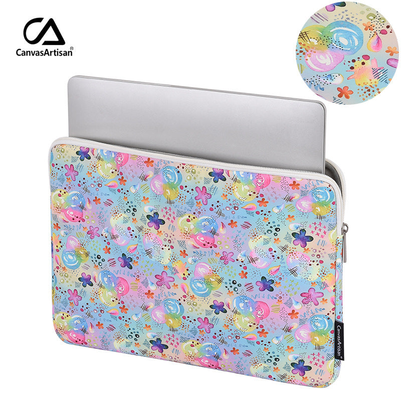 Floral Splash Laptop Sleeve – Shock-Resistant Polyester Case for 11–15" Devices