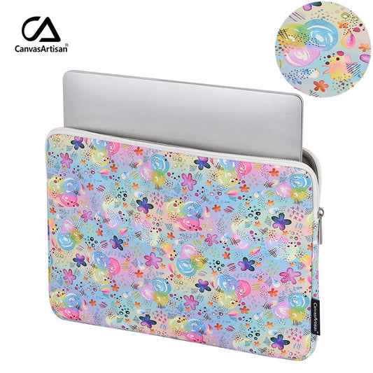 Floral Splash Laptop Sleeve – Shock-Resistant Polyester Case for 11–15" Devices