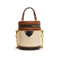Women’s Mini Contrast Bucket Bag – Cylindrical Shoulder & Crossbody Bag