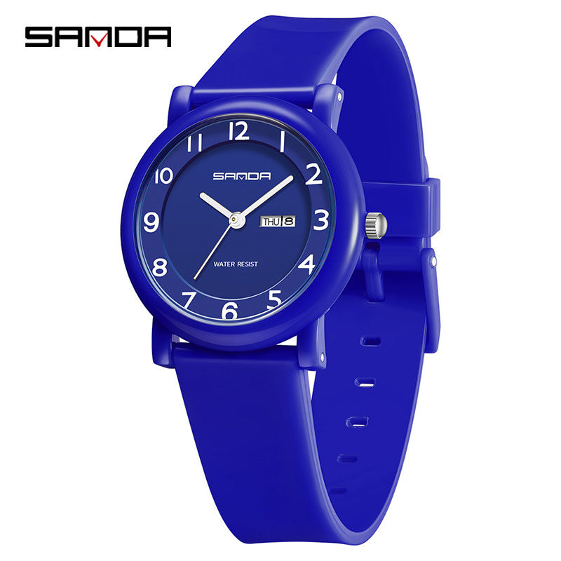 Sanda Kids Quartz Watch – Waterproof Dual Calendar Analog Watch for Students